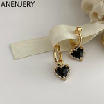 ANENJERY vaskmust tsirkoon kuldsed armastusega s&uuml;damek&otilde;rvar&otilde;ngad naistele temperament Kerged luksuslikud ni&scaron;ikujundusega aksessuaarid kuld