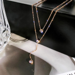 ANENJERY kahekihiline tsirkoon kaelakee naistele rangluu kett Luksuslik temperament ehete aksessuaarid