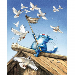 Raamita kassi isetegemine numbrite j&auml;rgi lastele kujutise v&auml;rvimine numbrite j&auml;rgi K&auml;sitsi maalitud ainulaadne kingitus kodukaunistuseks 40x50cm NOframe