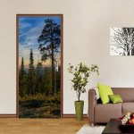 Loomingulised uksekleebised Metsa loodusmuster PVC isekleepuv tapeet Kodukaunistused Seinamaalingud K&uuml;lmkapi kunst plakatid Uksekate 77cm x 200cm