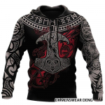 Kevads&uuml;gis Viking kapuutsiga dressipluusid Meeste kampsun 3D prindiga kapuuts Meeste mood Suured kapuutsid Topid Avatud vintage riided L