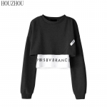 HOUZHOU Kaheosaline naiste kapuuts, kirjaga korea vabaaja p&otilde;hiline &uuml;mara kaelusega pikkade varrukatega k&auml;rbitud t&auml;navar&otilde;ivaste trend M must