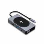 VAORLO 9 IN 1 jaoturi adapteri tugi 15 W 7,5 W QI juhtmevaba laadimine 100 W PD kiirlaadimine TF/U-ketas RJ45 3,5 mm AUX HDMI 4K &uuml;hendus arvuti jaoks hall v&auml;rv