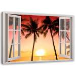 Feeby l&otilde;uenditr&uuml;kk, aken &ndash; p&auml;ike ja palmipuud 60x40 roosa