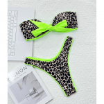 Seksikas Bandeau Knotted Splicing Leopard Bikiinid Naiste ujumisriided Naiste ujumistrikoo Kaheosaline bikiinikomplekt supelkost&uuml;&uuml;m ujumine S leopard