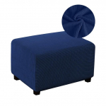 2 suurust jalatooli kate Jacquard kangast jalatoe kate Paindlik m&ouml;&ouml;blikaitse Eemaldatav Ottomani kate koju L Size tumesinine