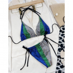 Seksikas Splicing Plaid p&auml;itsed L&auml;ikivad bikiinid Naiste ujumisriided Naiste ujumistrikoo Kaheosaline bikiinikomplekt supluskost&uuml;&uuml;m Ujumine Daam S