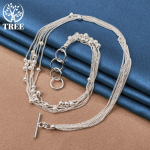 925 h&otilde;bedast mitme ketiga h&auml;rmatise palliga viinamarja helmeste palliga kaelakee ehted 45cm