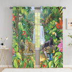 Metsloomade aknakardinad Tiger Lion Pimendavad kardinad elutoa kardinatele K&otilde;rge varjutus (70&ndash;90 %)2 paneeli W66 X H183cm X 2