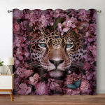 Leopardi lilleline aknakardin Elutoa tiiger Block Out kardinad magamistoa &uuml;hiselamu jaoks Metsik L&otilde;vi Roos Esteetiline kodukaunistus 2 paneeli W53.5 X H114cm X 2