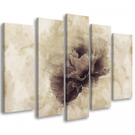 Viieosalise pildiga l&otilde;uendiprint Rose Flower Vintage Beige 100x70 beež