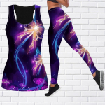 Purple Crystal Butterfly Print Jooga komplekt naistele Mood Treening Retuusid Fitness Sport Vabaaja joogap&uuml;ksid XS
