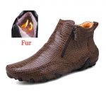 Mood Kvaliteetne Nahk Talvine Soe Vabaaja Jalatsid Meeste Jalatsid Lukuga Meeste Pahkluu Mustad Saapad 46 pruun
