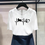 (Aasia suurus) Fashion Print Cat Trend Style Magus 90ndate naiste vabaaja naiste top vabaaja T-riietus Graafiline T-s&auml;rk l&uuml;hikeste varrukatega T-s&auml;rk S