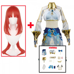 Nilou Sumeru Hydro Cosplay kost&uuml;&uuml;m, t&auml;iskomplekt peakatted, t&auml;toveeringud kleitide komplektid koomiksianime halloweeni riiete jaoks L