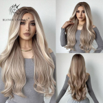 Blond &uuml;kssarviku s&uuml;nteetiline parukas pikk laineline segatud pruun blond valgetele mustadele naistele igap&auml;evaseks peoks k&otilde;rge tihedusega temperatuuri kiud juustele