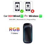 Juhtmega &uuml;hendatud juhtmevaba CarPlay AI BOX-adapteriga OEM-autostereole koos USB-pistikupesaga Smart Link telefoni CarPlay automaatne RGB Carplay
