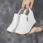 Fujin 7cm ehtsast nahast s&uuml;nteetilisest saapad naiste moes pahkluu platvorm kiilukontsad pumbad s&uuml;giskevad seksikad peidetud kontsadega saapad 39 valge