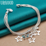 925 Sterling H&otilde;bedast Snake Chain Star K&auml;ev&otilde;ru Peo Kaunid Ehted 20cm