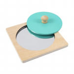 Tummy Time p&otilde;randapeegel, Montessori m&auml;nguasjad, vasts&uuml;ndinu v&auml;ikelapse sensoorse arengu peegli m&auml;nguasi, puidust peekaboo nupuga pusle imikutele vanuses 0&ndash;6&ndash;12 kuud 15x15x1cm sinine