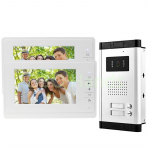 7'' Juhtmega videouksenupu juurdep&auml;&auml;sukontrolli uksekella intercom-s&uuml;steemi komplekt 2 monitori + 1 kaamera 2 nupuga valge