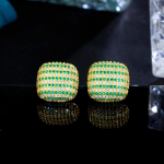 CMM Top Gorgeous Micro Pave Roheline kuupmeetri tsirkooniumoksiidkollane kuldne ruudukujulised suured k&otilde;rvar&otilde;ngad CZ Ehted naistele roheline