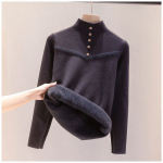 Naiste paksendatud pl&uuml;&uuml;sist sviiter talvel soe Slim Fit pullover M must