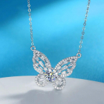 1CT D v&auml;rvi VVS1 Moissanite kaelakee naistele armas liblikas 925 h&otilde;beripats Pt950 kaetud Britip&auml;eva kingituseks ehted