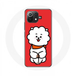 Coque pour Xiaomi Mi 11 Lite BTS Bangtan Gar&ccedil;ons BT21 RJ de Jin Fond Rouge