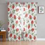 Suvised puuviljad maasika lilled l&auml;bipaistvad kardinad elutuppa K&ouml;&ouml;gi aknakardinad Magamistoa t&uuml;ll Voile kardinad 135W x 114H(cm)