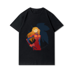 Evangelion Prinditud meeste T-s&auml;rgid Suures suuruses &uuml;mara kaelusega puuvillased topid suveanime vabaaja mustad s&auml;rgid S