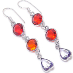Natural Amethyst, Garnet Gemstone 925 Sterling Silver Earring 2.36 g1k93