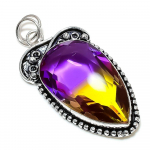 Natural Bi-Color Tourmaline Gemstone 925 Sterling Silver Pendant 2.56 y4c78