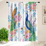 2 tk Elegantsed paabulinnumustriga kardinad pol&uuml;estervarrastega tasku elutuppa, magamistuppa, k&ouml;&ouml;ki. W50xH130(CM)x2PCS-Grommet Top