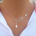 Naiste mood Faux Pearl &otilde;&otilde;nsate lehtedega Branch Choker l&uuml;hikese rinnaga kaelakee One Size