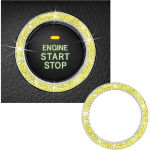 Bling Crystal Double Rhinestone Car Engine Start Decoration Ring, Sparkling Push Start Button Sticker, Key Ignition & Knob Ring Decoration, Bling 1 PC tumesinine v&auml;rv