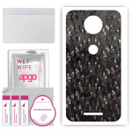 apgo Protective Skin Sticker for the back compatible with Motorola Moto C Plus, Wrap Film, Foil, Vinyl - Pattern Carbon Black Pixel