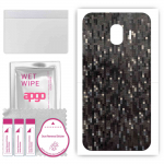 apgo Protective Skin Sticker for the back compatible with Samsung Galaxy J2 Pro (2018), Wrap Film, Foil, Vinyl - Pattern Carbon Black Pixel