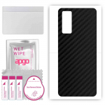 apgo Protective Skin Sticker for the back compatible with ZTE Axon 20 5G Extreme, Wrap Film, Foil, Vinyl - Pattern Carbon Black