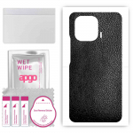 apgo Protective Skin Sticker for the back compatible with Xiaomi Mi 11 Pro, Wrap Film, Foil, Vinyl - Pattern Black Leather