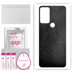 apgo Protective Skin Sticker for the back compatible with Alcatel 3H Plus, Wrap Film, Foil, Vinyl - Pattern Black Leather