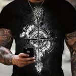 3D Compass T-s&auml;rgid meestele l&uuml;hikeste varrukatega topid Vintage t&auml;navar&otilde;ivad O-kaelusega pullover Meremeeste r&otilde;ivad Retro T-s&auml;rgid 6XL meeste T-s&auml;rgid 2XL
