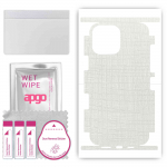 apgo Protective Skin Sticker for the back+sides compatible with Apple iPhone 13 Pro Max, Full Wrap Film, Foil, Vinyl - Pattern White Fabric