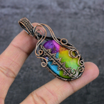 Natural Solar Quartz Gemstone Copper Wire Wrap Gift Jewelry Pendant 2.80 h8n05