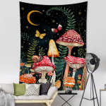 Ins Ps&uuml;hhedeelsed lillevaibad Seinaripp Bohemian Moon Garden Magamistoa taustal riie Kodukaunistus 95x73CM