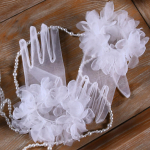 L&uuml;hikesed pitskindad v&otilde;rkkangaga Elegantsete pulmaaksessuaaridega pruutkleidi jaoks Cosplay Performance Classic Romance vm34