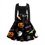 Naiste vabaaja mood Halloweeni prindiga vintage pikkade varrukatega kleit XL lilla