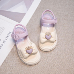 Suvised printsessisandaalid teismelistele t&uuml;drukutele Korea stiilis trendi moet&uuml;druku ranna libisemisvastased pehme tallaga jalatsid 27 lilla