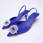 Naiste sandaalid Kingad Naiste Mood Luksuslik Kristalllitritega Slingback sandaalid &Otilde;huke madal konts Daamide Elegantsed Kingad 35 sinine