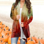 Naiste mood vabaaja lillemustriga keskmise pikkusega kardiganjakk L punane